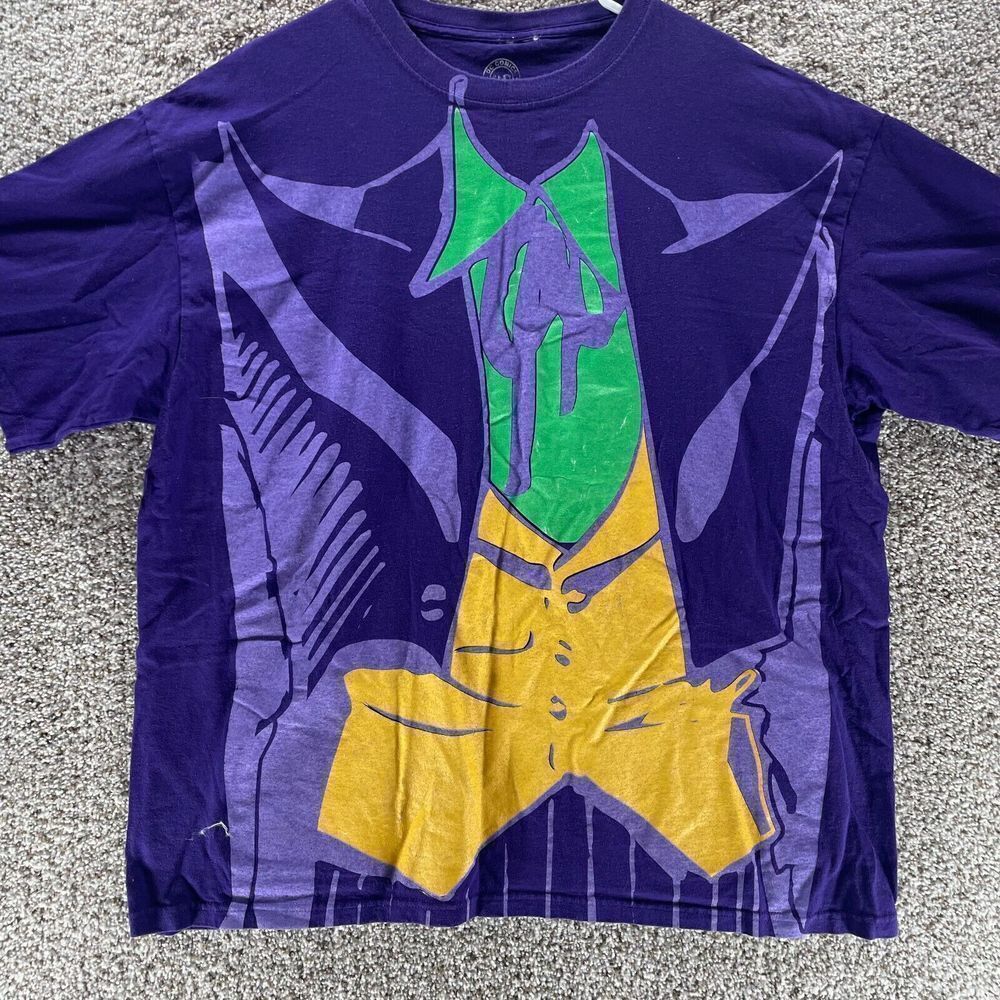 The Joker Shirt Mens 2XL XXL Purple Suite DC Comics Cotton Casual Antihero Logo - Picture 2 of 7